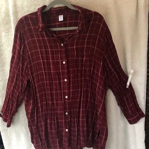 Burgundy plaid top